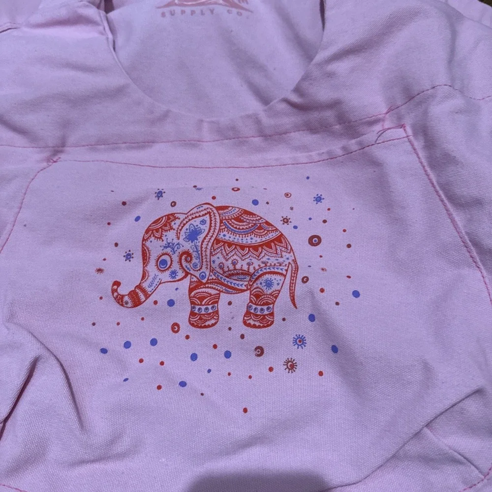 New Wave Supply Pink Jumbo Tote Bag Elephant Wide Straps Cotton Canvas Pockets